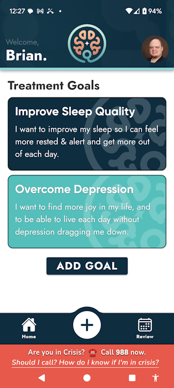 Qwandery Mobile App Treatment Plan Screen